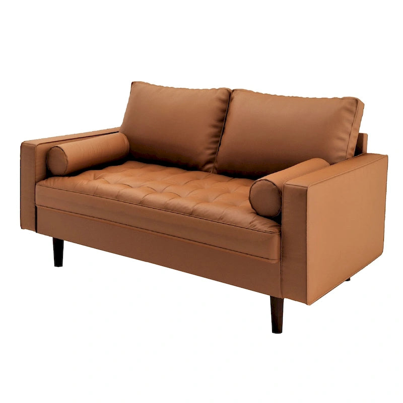 Divanetto Mid-Century a 2 posti in similpelle bianca/marrone/nera/grigia