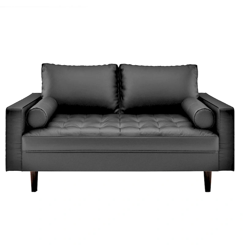 Divanetto Mid-Century a 2 posti in similpelle bianca/marrone/nera/grigia