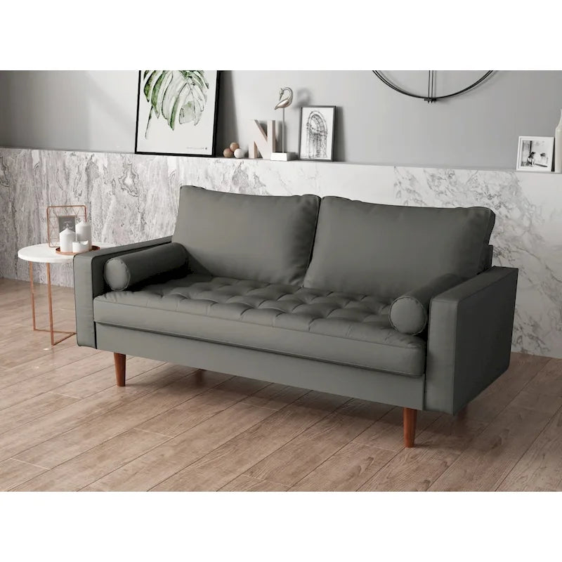 Divanetto Mid-Century a 2 posti in similpelle bianca/marrone/nera/grigia