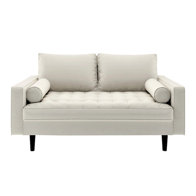 Divanetto Mid-Century a 2 posti in similpelle bianca/marrone/nera/grigia