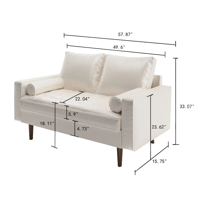 Divanetto Mid-Century a 2 posti in similpelle bianca/marrone/nera/grigia