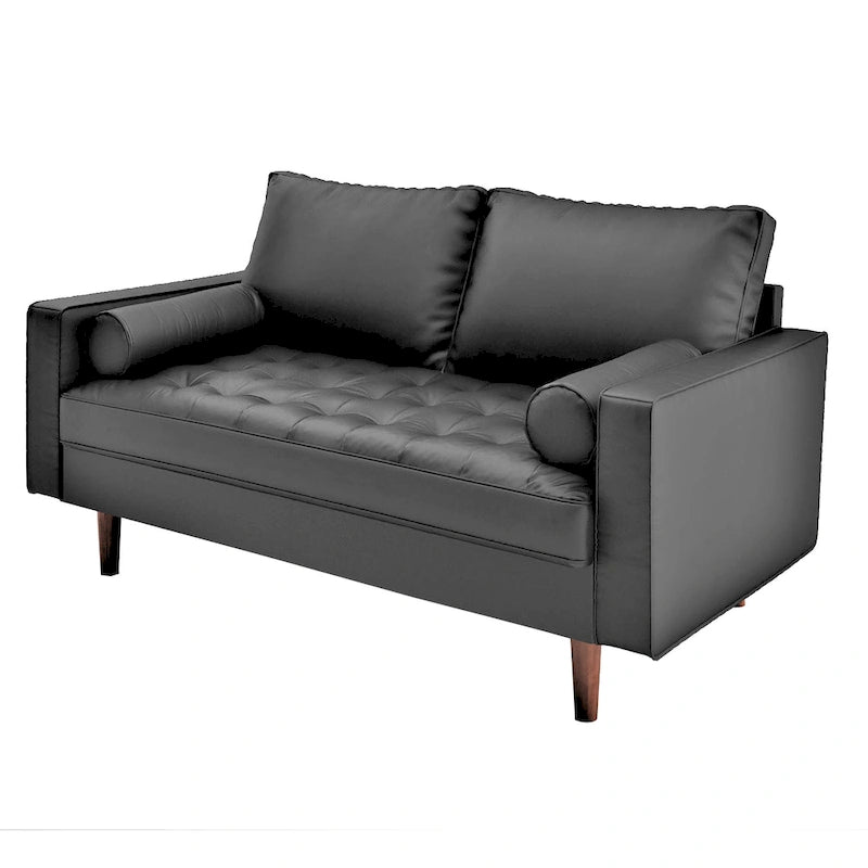 Divanetto Mid-Century a 2 posti in similpelle bianca/marrone/nera/grigia