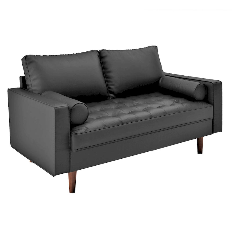 Divanetto Mid-Century a 2 posti in similpelle bianca/marrone/nera/grigia