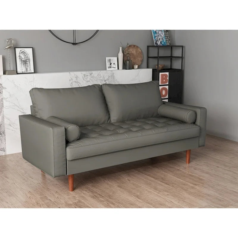 Divanetto Mid-Century a 2 posti in similpelle bianca/marrone/nera/grigia