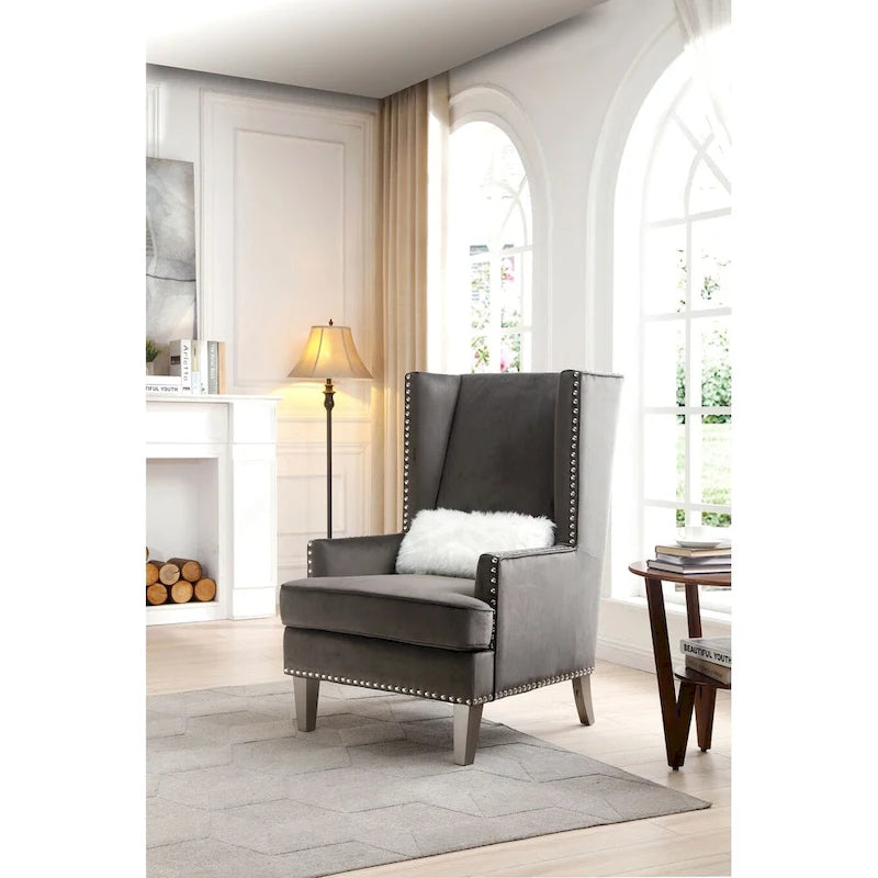 Sedia occasionale alta con schienale in velluto rosa / grigio scuro / nero / blu, seduta singola