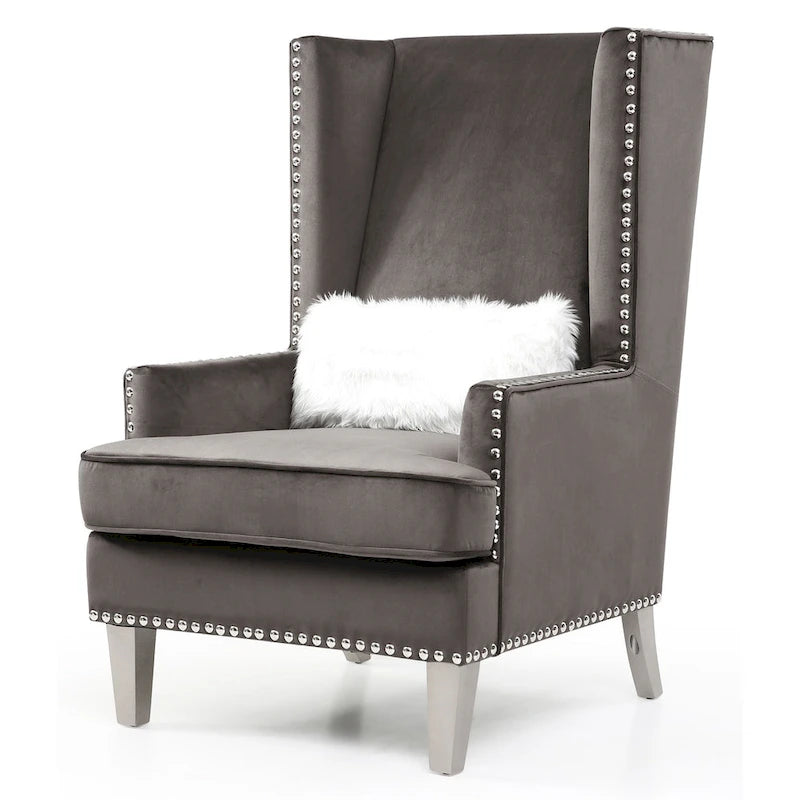 Sedia occasionale alta con schienale in velluto rosa / grigio scuro / nero / blu, seduta singola