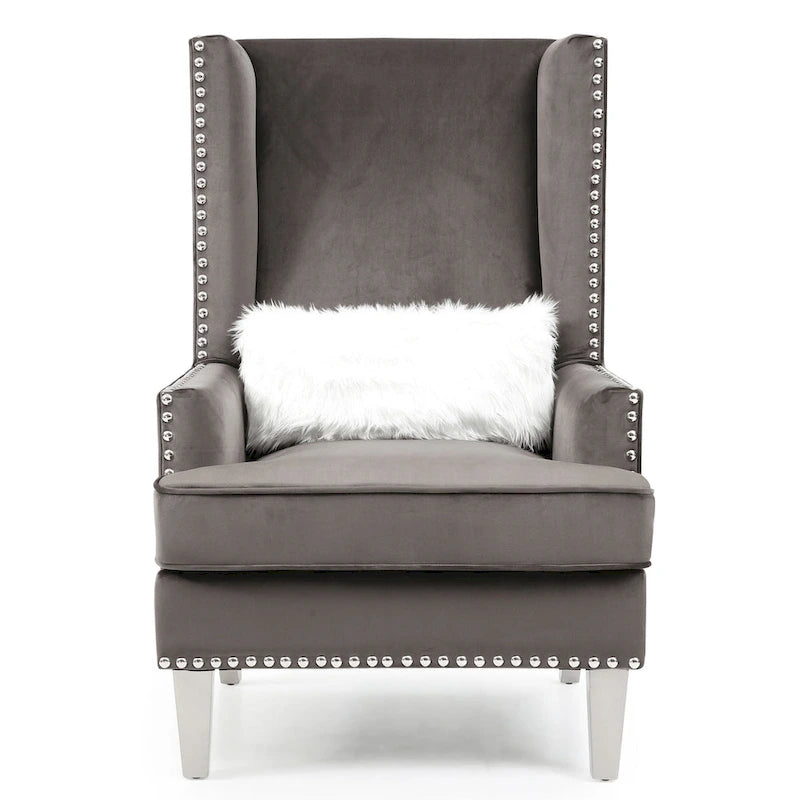 Sedia occasionale alta con schienale in velluto rosa / grigio scuro / nero / blu, seduta singola