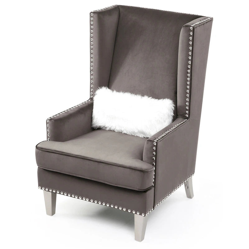 Sedia occasionale alta con schienale in velluto rosa / grigio scuro / nero / blu, seduta singola