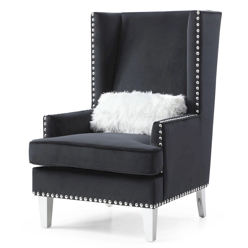 Sedia occasionale alta con schienale in velluto rosa / grigio scuro / nero / blu, seduta singola