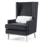 Sedia occasionale alta con schienale in velluto rosa / grigio scuro / nero / blu, seduta singola