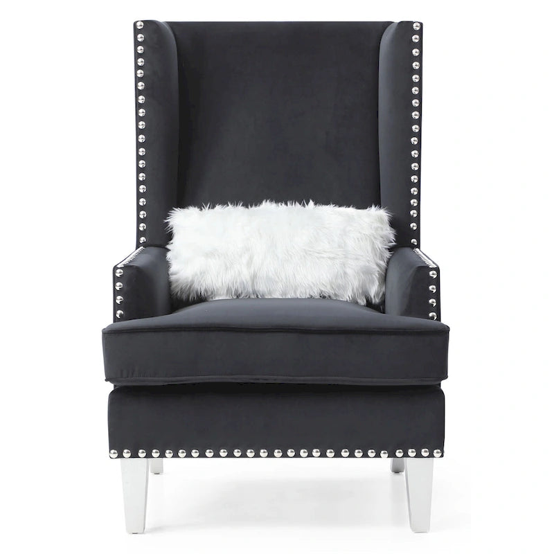 Sedia occasionale alta con schienale in velluto rosa / grigio scuro / nero / blu, seduta singola