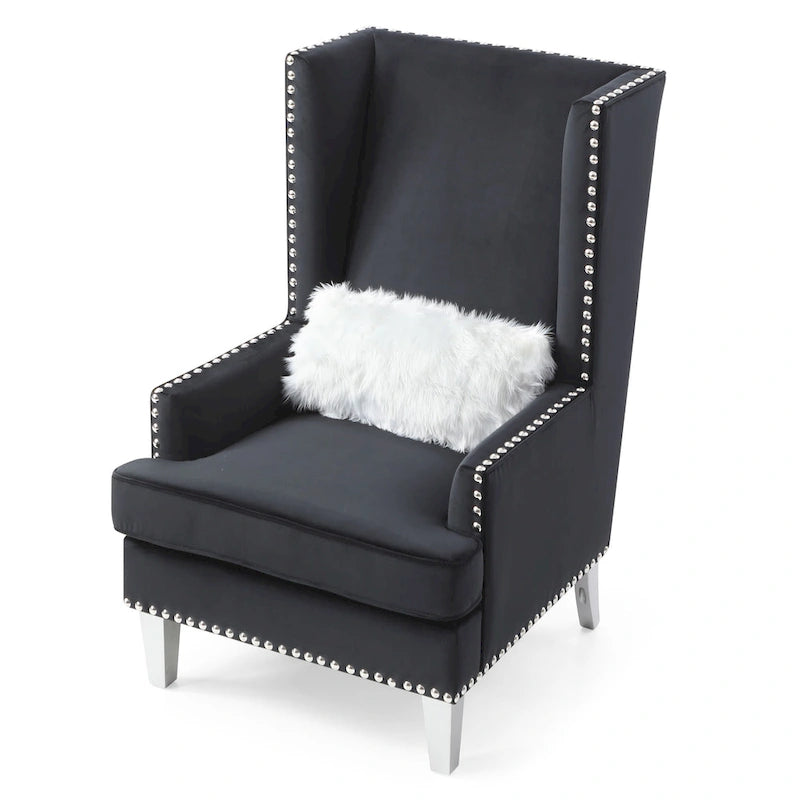 Sedia occasionale alta con schienale in velluto rosa / grigio scuro / nero / blu, seduta singola
