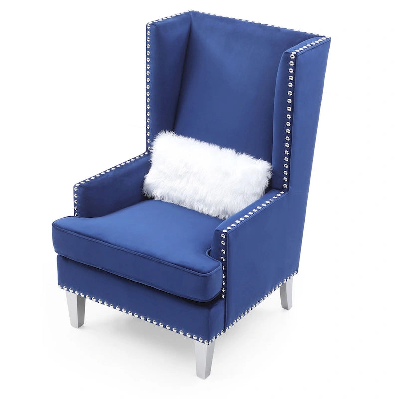 Sedia occasionale alta con schienale in velluto rosa / grigio scuro / nero / blu, seduta singola