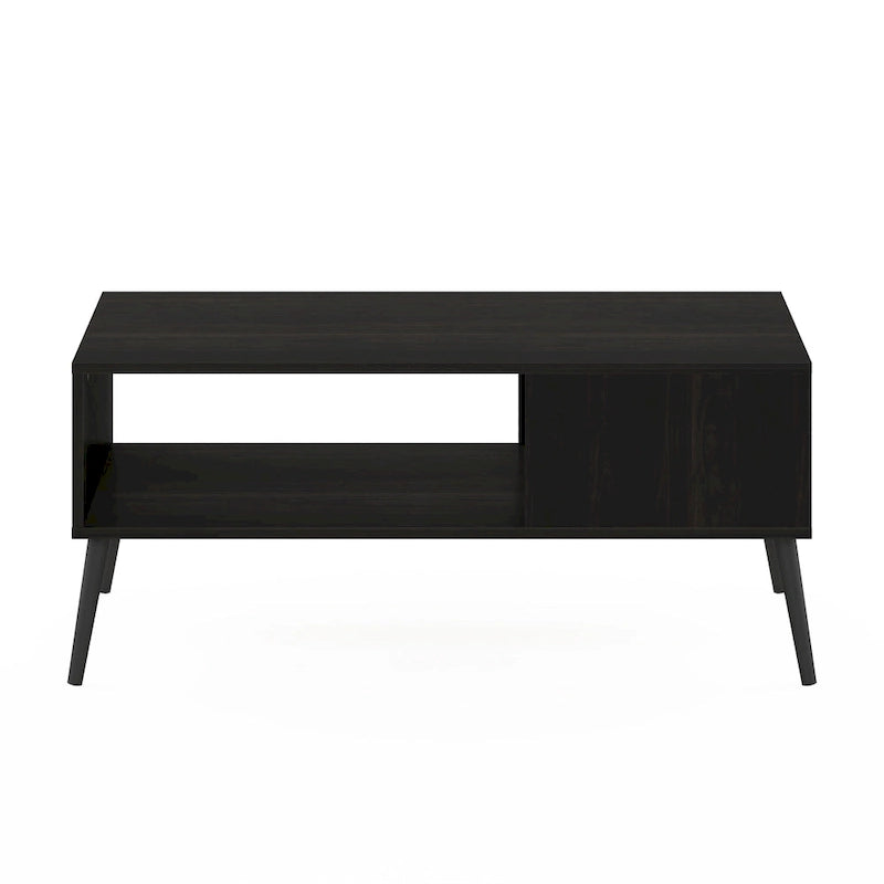 Tavolino da Caffè in Stile Mid-Century con Gambe in Legno – Rovere Francese / Espresso / Bianco Marmo