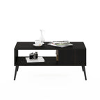 Tavolino da Caffè in Stile Mid-Century con Gambe in Legno – Rovere Francese / Espresso / Bianco Marmo
