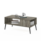 Tavolino da Caffè in Stile Mid-Century con Gambe in Legno – Rovere Francese / Espresso / Bianco Marmo