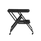Carrello/Tavolo da Bar Pieghevole in Acciaio a 2 Ripiani, Bianco/Nero/Rosso, con Ruote, Utilizzo per 1 Persona