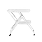 Carrello/Tavolo da Bar Pieghevole in Acciaio a 2 Ripiani, Bianco/Nero/Rosso, con Ruote, Utilizzo per 1 Persona