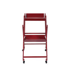 Carrello/Tavolo da Bar Pieghevole in Acciaio a 2 Ripiani, Bianco/Nero/Rosso, con Ruote, Utilizzo per 1 Persona