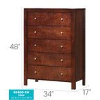 Cassettiera Burlington a 5 cassetti (86 cm L. X 43 cm P. X 122 cm H)
