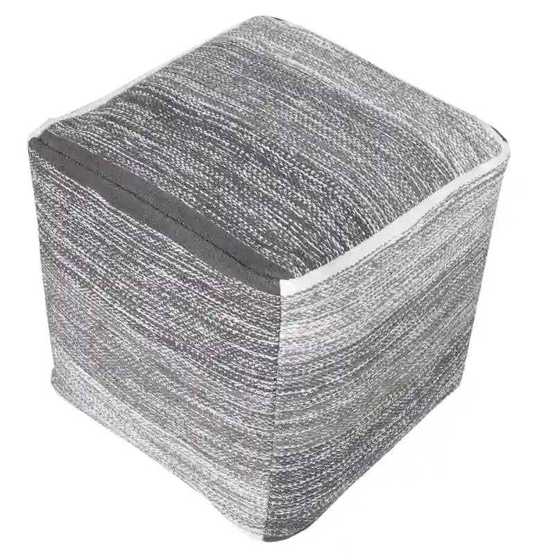 Pouf Ottomano in Cotone Grigio Effetto Invecchiato – Posto Unico, Medio