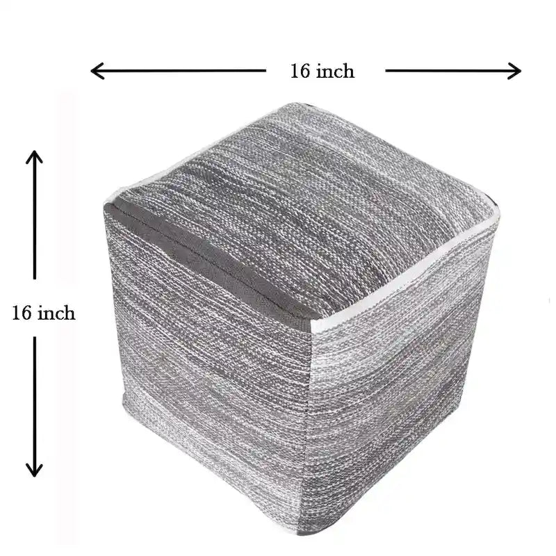 Pouf Ottomano in Cotone Grigio Effetto Invecchiato – Posto Unico, Medio