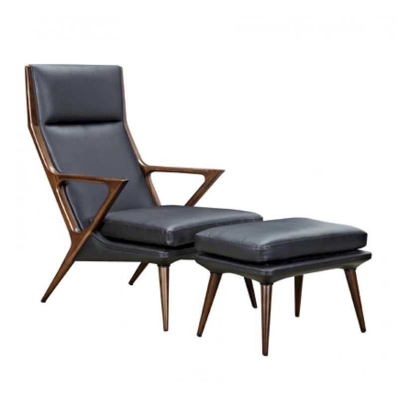 Poltrona e pouf moderni neri Modrest Fulton