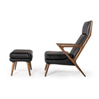 Poltrona e pouf moderni neri Modrest Fulton
