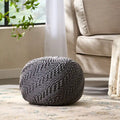 Pouf rotondo in maglia grigio scuro / avorio – Interno ed esterno, 1 posto