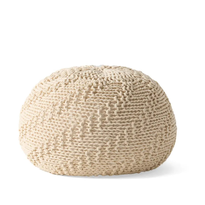 Pouf rotondo in maglia grigio scuro / avorio – Interno ed esterno, 1 posto