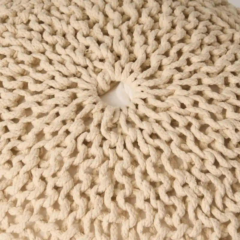 Pouf rotondo in maglia grigio scuro / avorio – Interno ed esterno, 1 posto