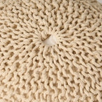 Pouf rotondo in maglia grigio scuro / avorio – Interno ed esterno, 1 posto