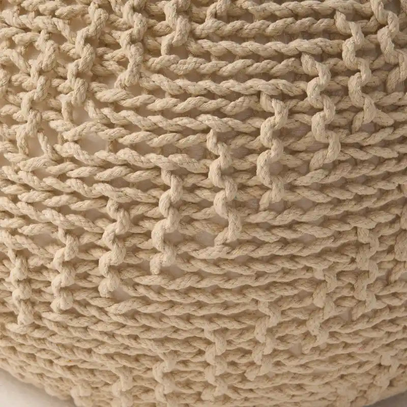 Pouf rotondo in maglia grigio scuro / avorio – Interno ed esterno, 1 posto