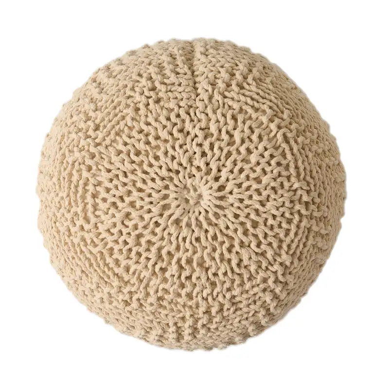 Pouf rotondo in maglia grigio scuro / avorio – Interno ed esterno, 1 posto