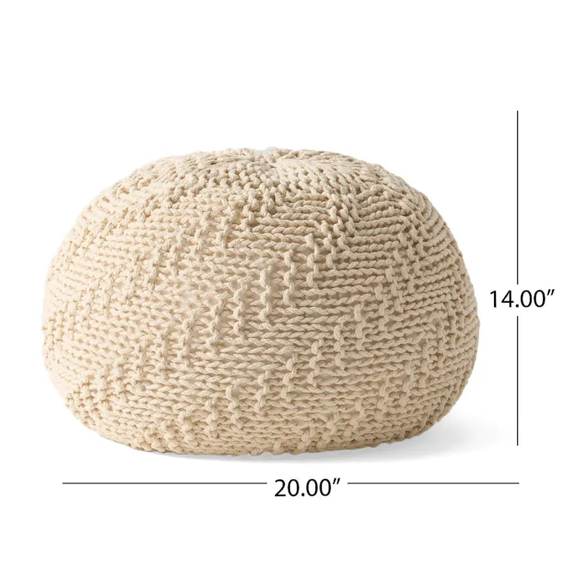 Pouf rotondo in maglia grigio scuro / avorio – Interno ed esterno, 1 posto