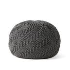 Pouf rotondo in maglia grigio scuro / avorio – Interno ed esterno, 1 posto
