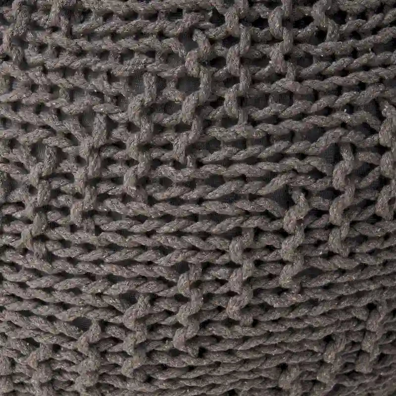 Pouf rotondo in maglia grigio scuro / avorio – Interno ed esterno, 1 posto