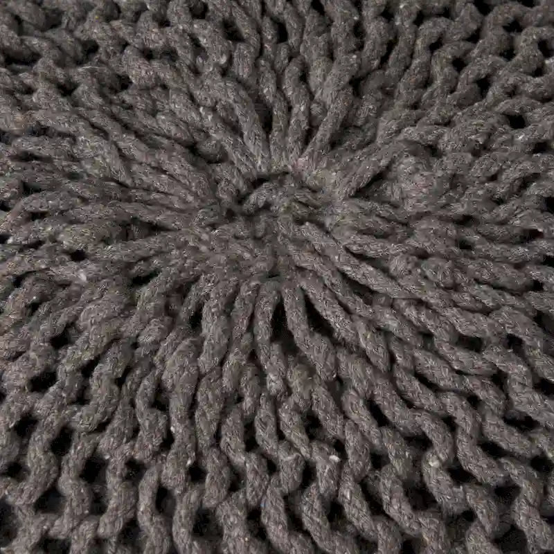 Pouf rotondo in maglia grigio scuro / avorio – Interno ed esterno, 1 posto