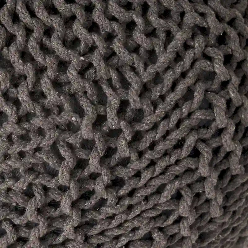 Pouf rotondo in maglia grigio scuro / avorio – Interno ed esterno, 1 posto