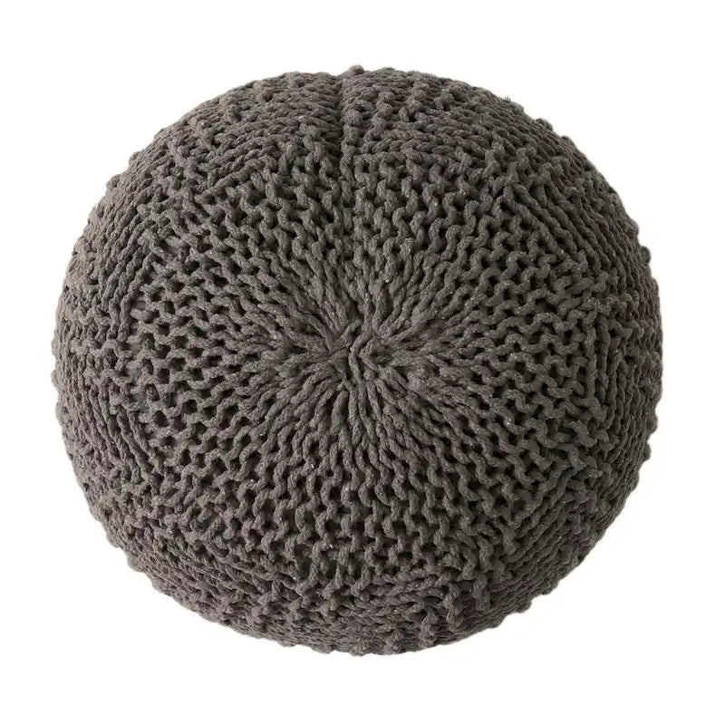 Pouf rotondo in maglia grigio scuro / avorio – Interno ed esterno, 1 posto