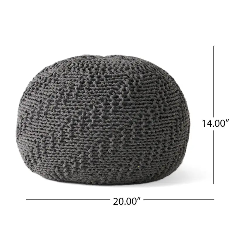 Pouf rotondo in maglia grigio scuro / avorio – Interno ed esterno, 1 posto