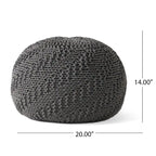 Pouf rotondo in maglia grigio scuro / avorio – Interno ed esterno, 1 posto