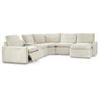 Divano Sezionale Reclinabile Elettrico in ciniglia grigio/beige a 6 pezzi (6+ posti)