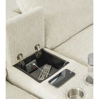 Divano Sezionale Reclinabile Elettrico in ciniglia grigio/beige a 6 pezzi (6+ posti)