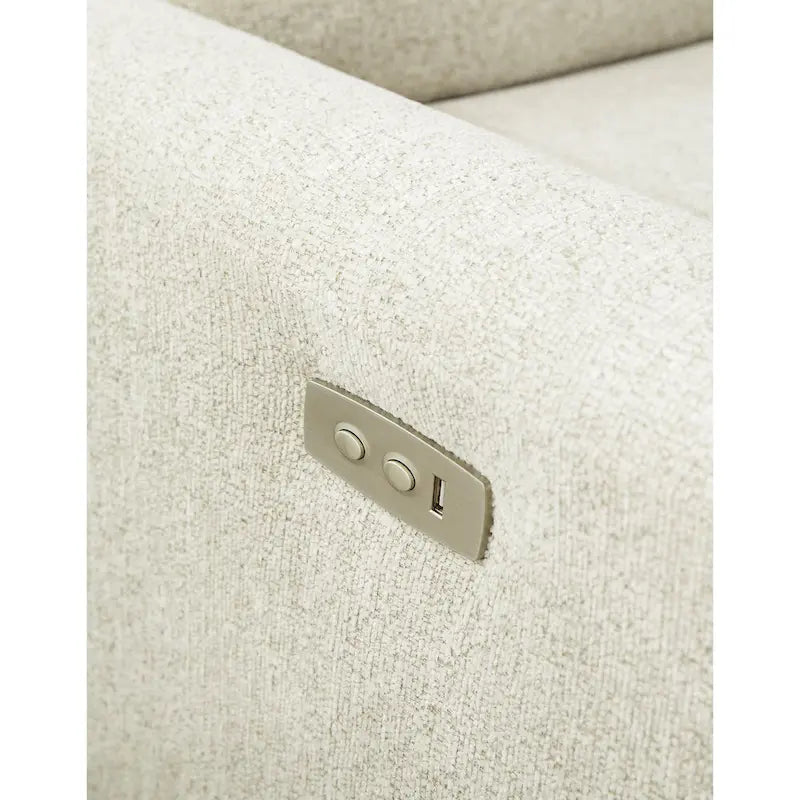 Divano Sezionale Reclinabile Elettrico in ciniglia grigio/beige a 6 pezzi (6+ posti)