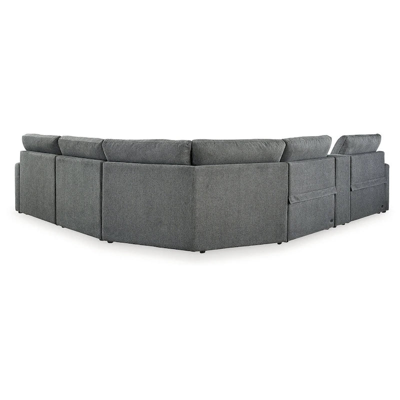 Divano Sezionale Reclinabile Elettrico in ciniglia grigio/beige a 6 pezzi (6+ posti)