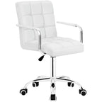 Sedia da ufficio in pelle sintetica per schiena media, altezza regolabile, girevole, 1 persona, bianco/nero