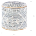 Pouf cilindrico bianco, stile bohémien, seduta per 1 persona