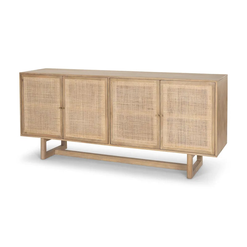 Credenza a 4 ante in legno massello di mango marrone chiaro/marrone medio, montaggio da 1 persona