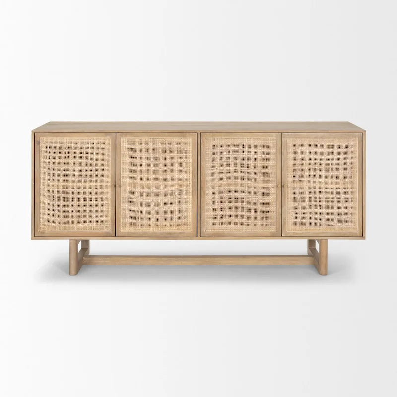 Credenza a 4 ante in legno massello di mango marrone chiaro/marrone medio, montaggio da 1 persona